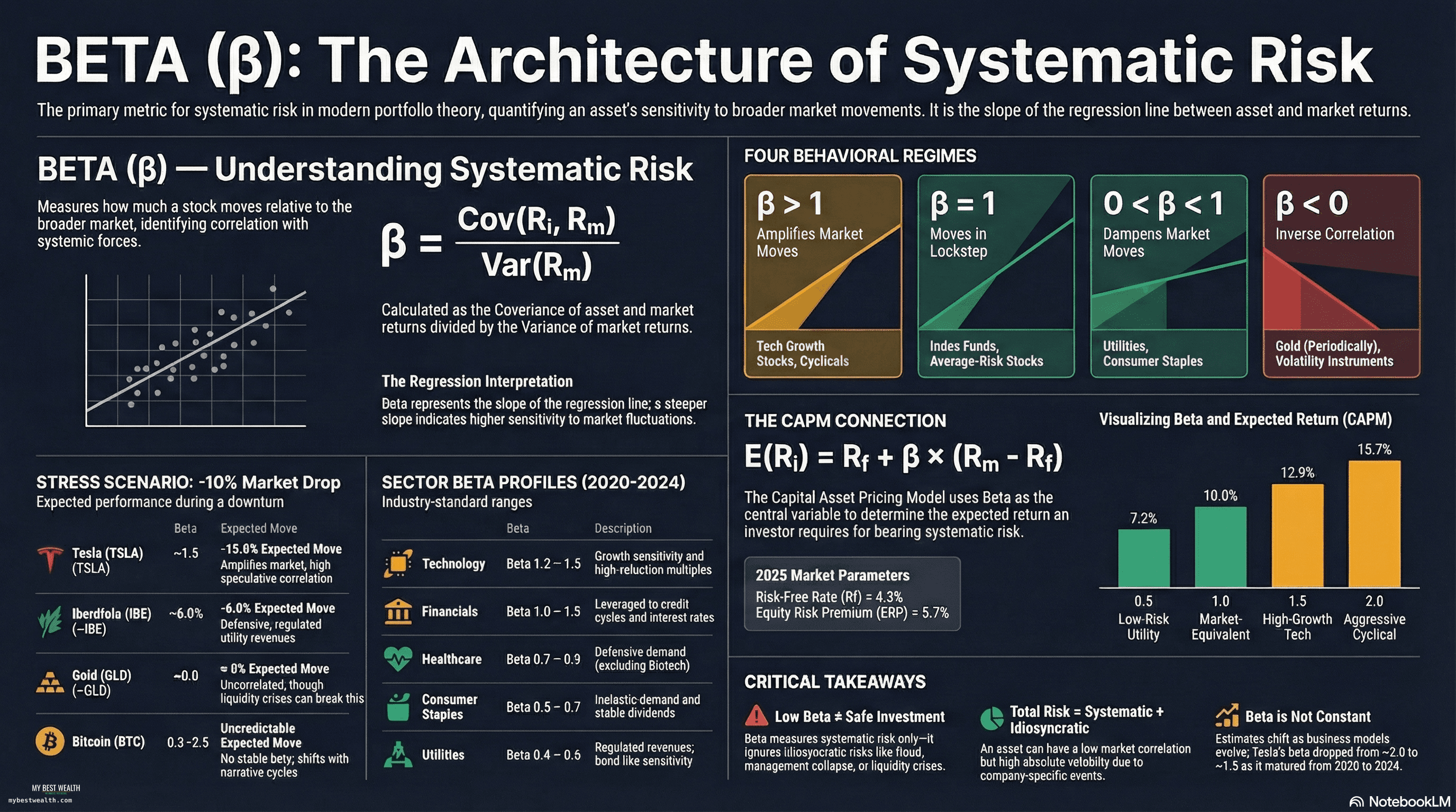 Infografía: Coeficiente Beta — Riesgo Sistemático y CAPM